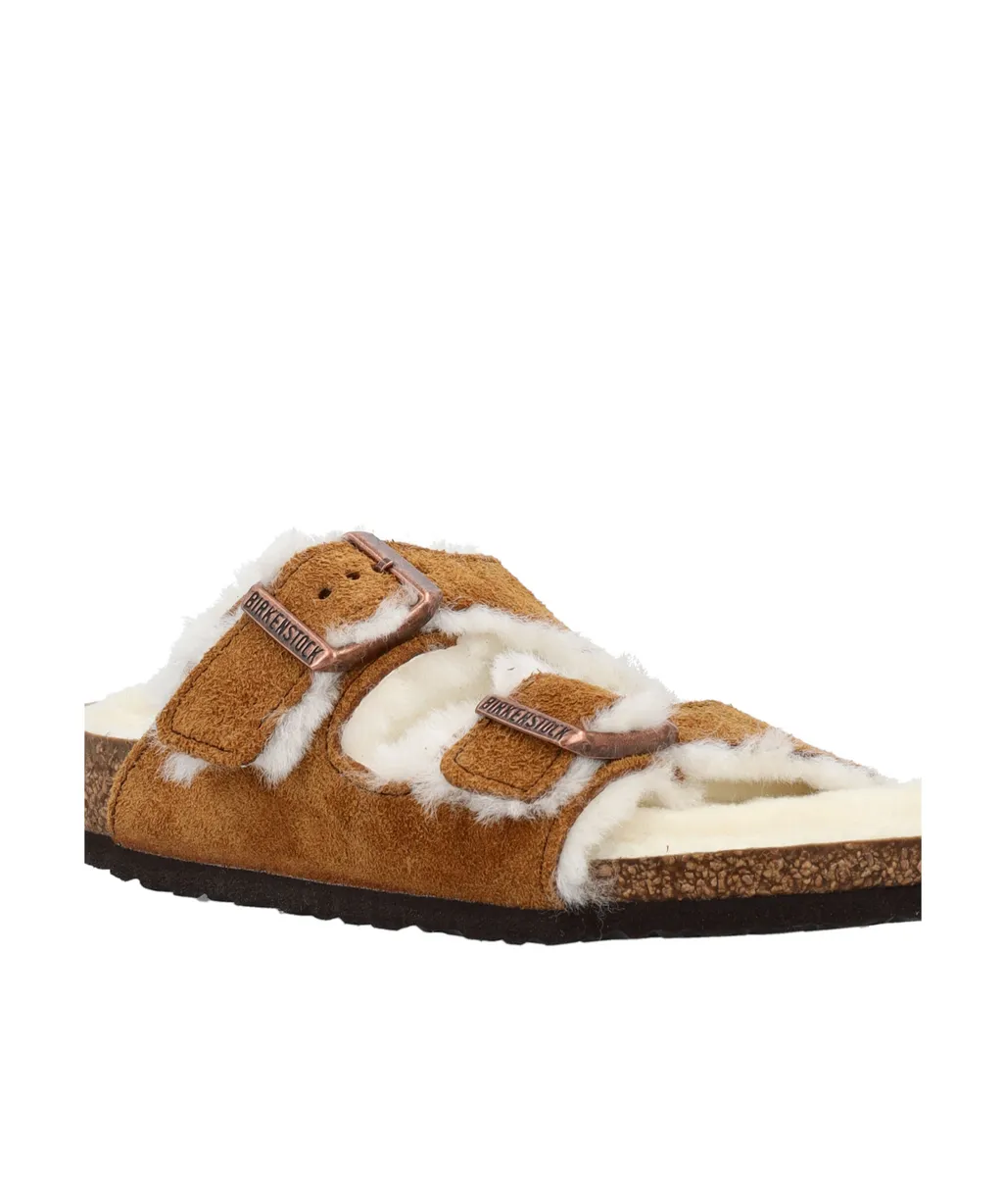 Arizona Shearling-Trim Sandals