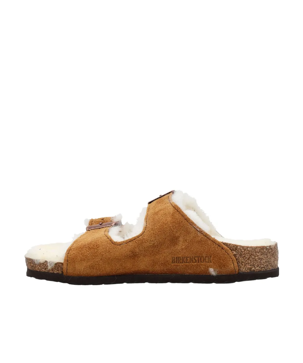 Arizona Shearling-Trim Sandals