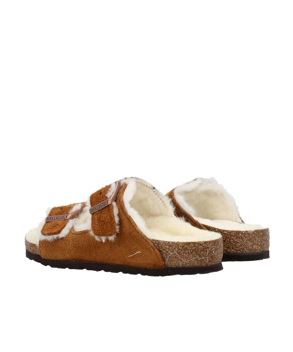 Arizona Shearling-Trim Sandals