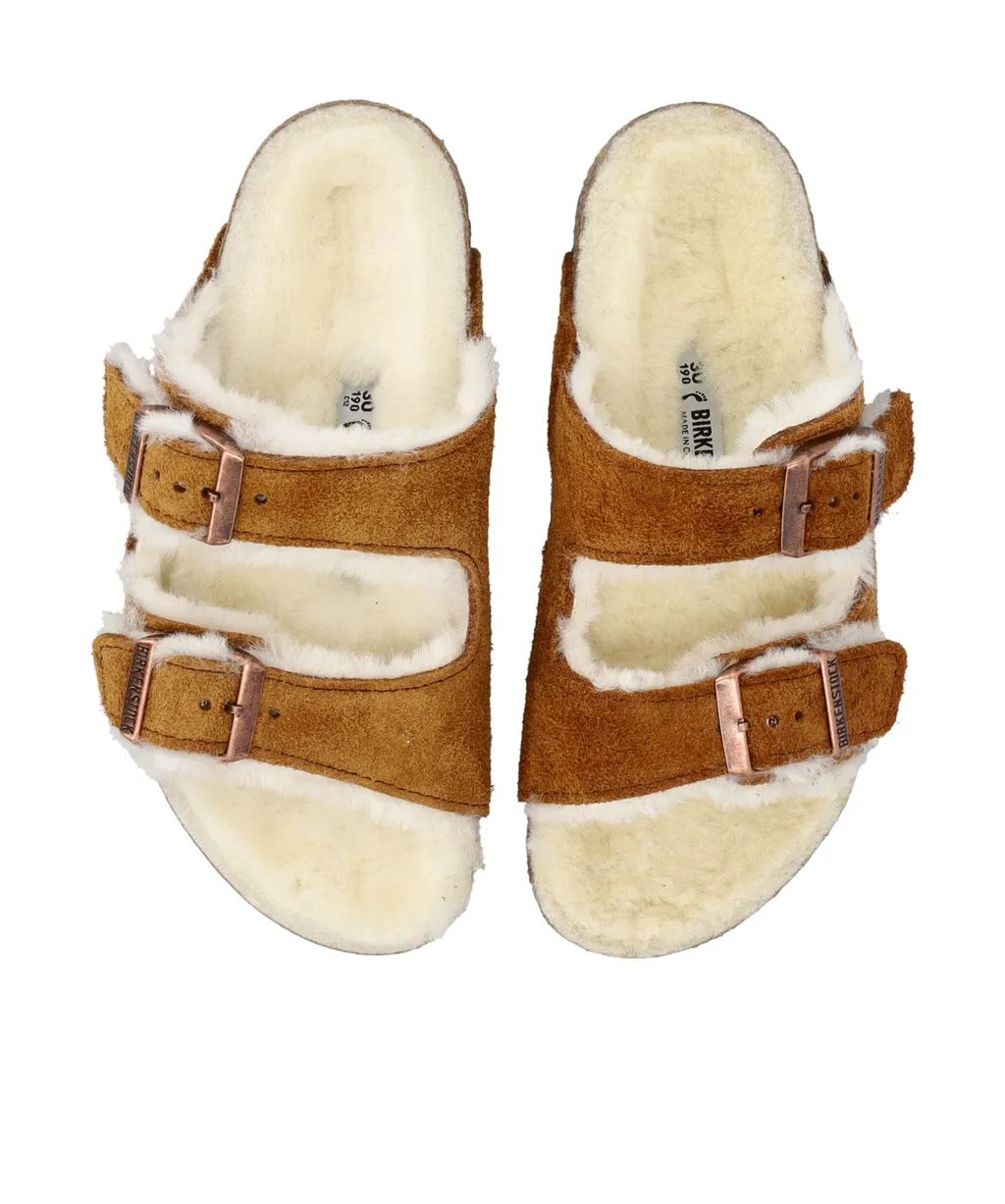 Arizona Shearling-Trim Sandals