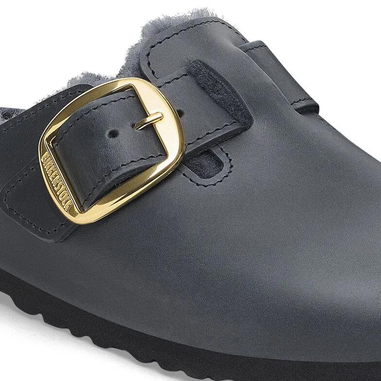 Boston Big Buckle Shearling Slides