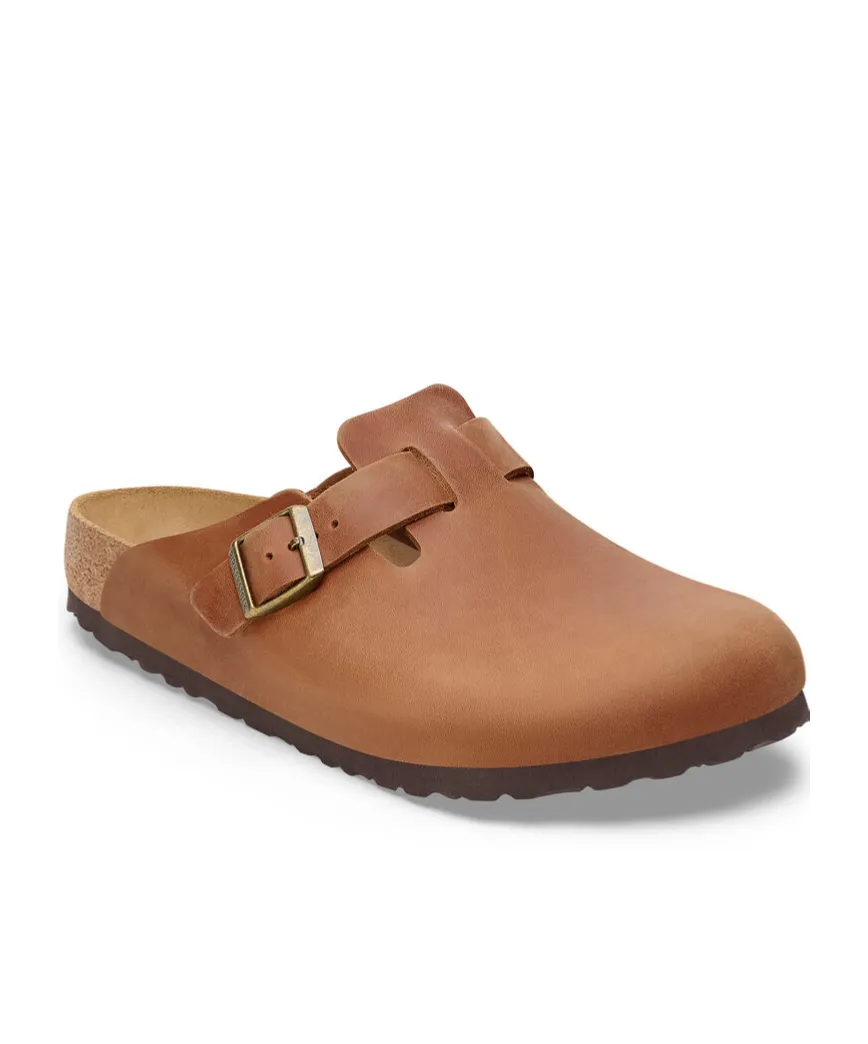 Boston Logo Engraved Buckled Mules