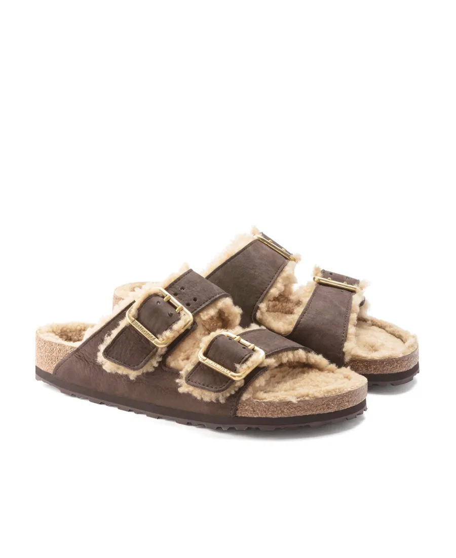Fur-Lined Double-Strap Sandals