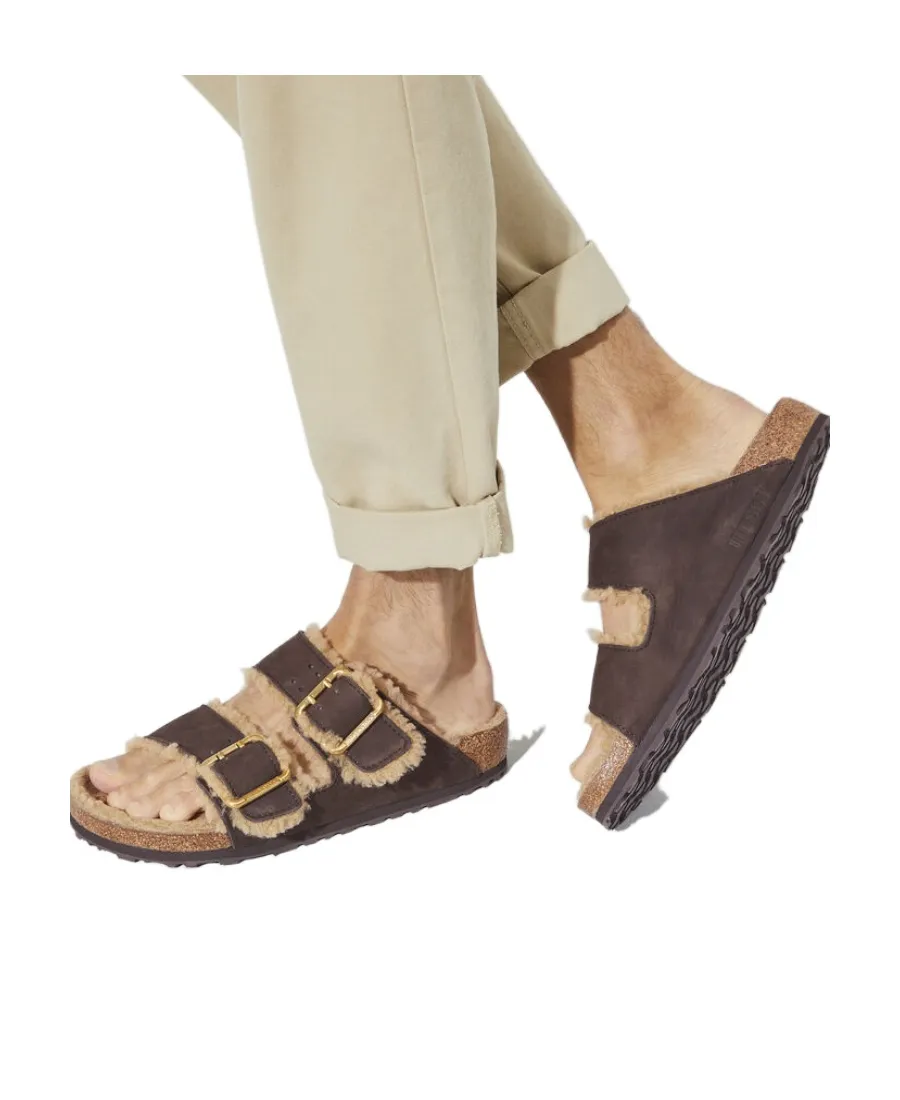 Fur-Lined Double-Strap Sandals