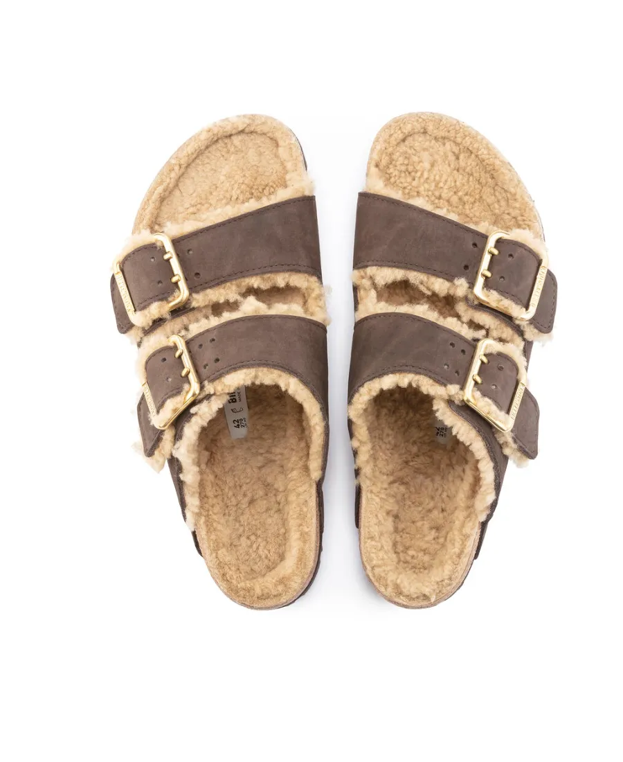 Fur-Lined Double-Strap Sandals