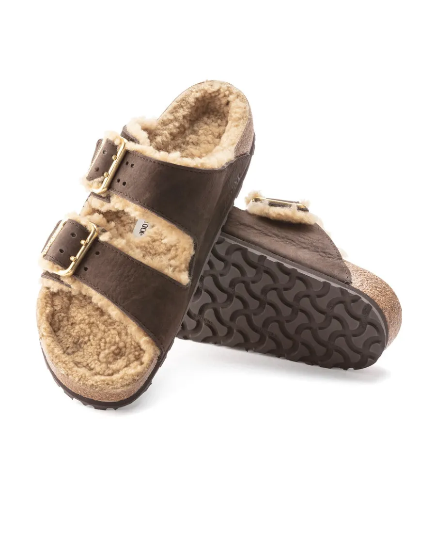 Fur-Lined Double-Strap Sandals