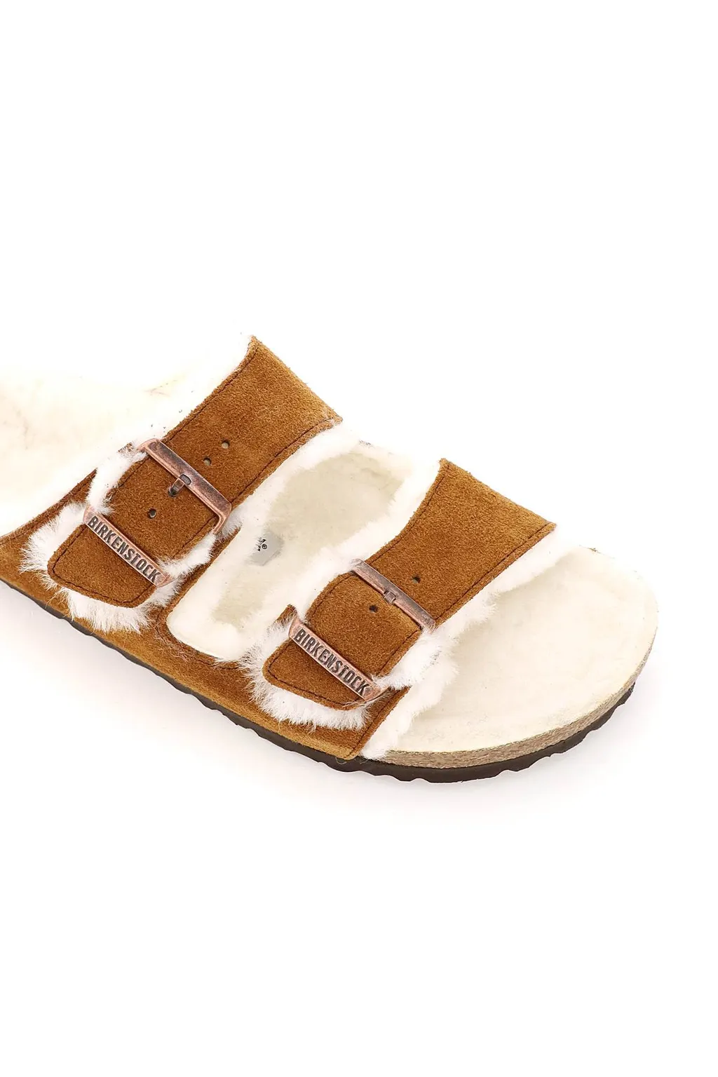 Arizona Buckle-Detailed Shearling Sandals