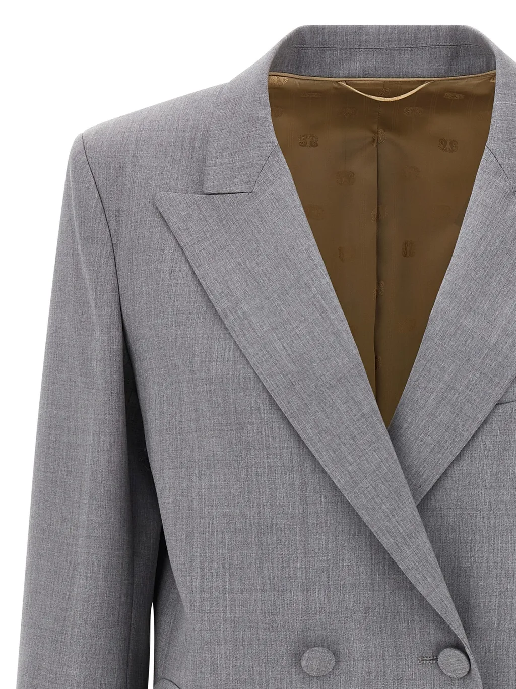 Double-Breasted Curved-Pocket Blazer