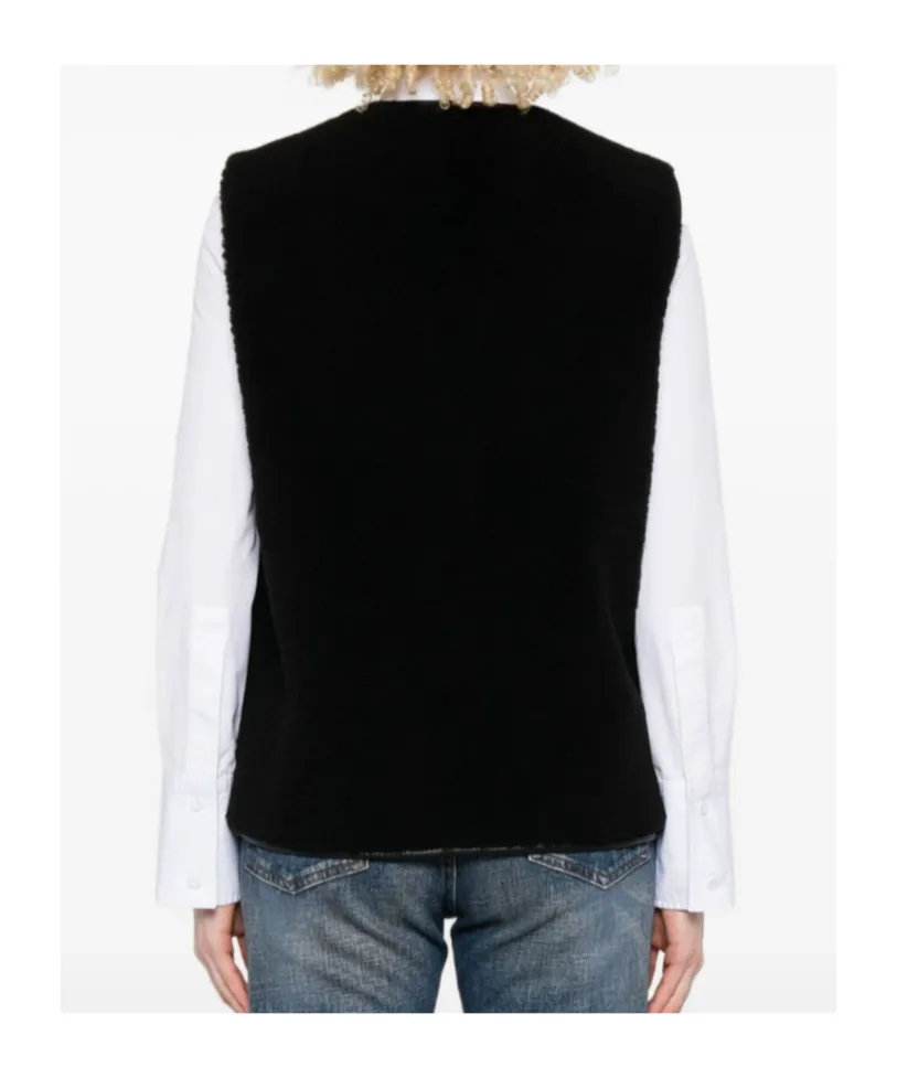 Leather-Trim Buttoned Gilet