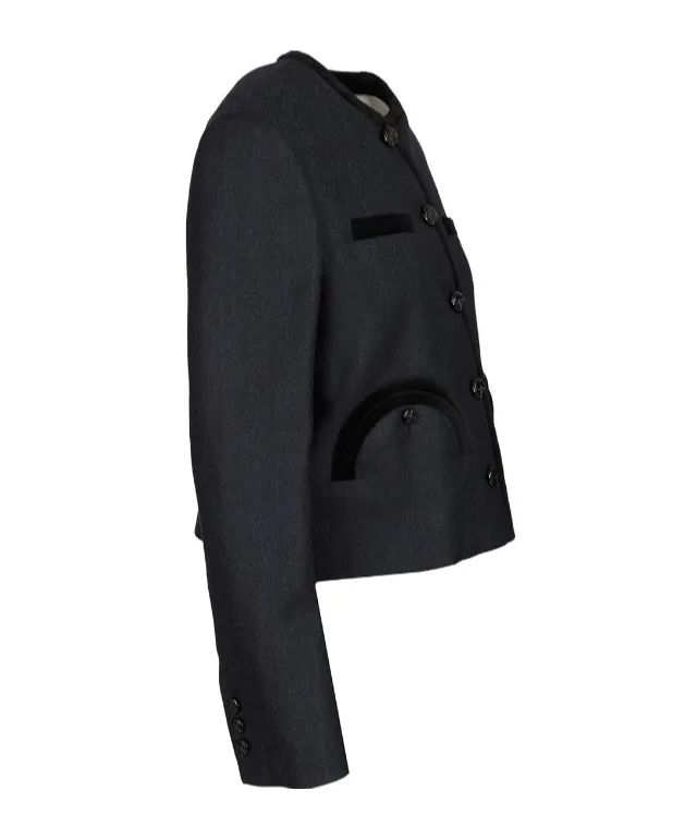 Velvet-Trimmed Pocket Jacket