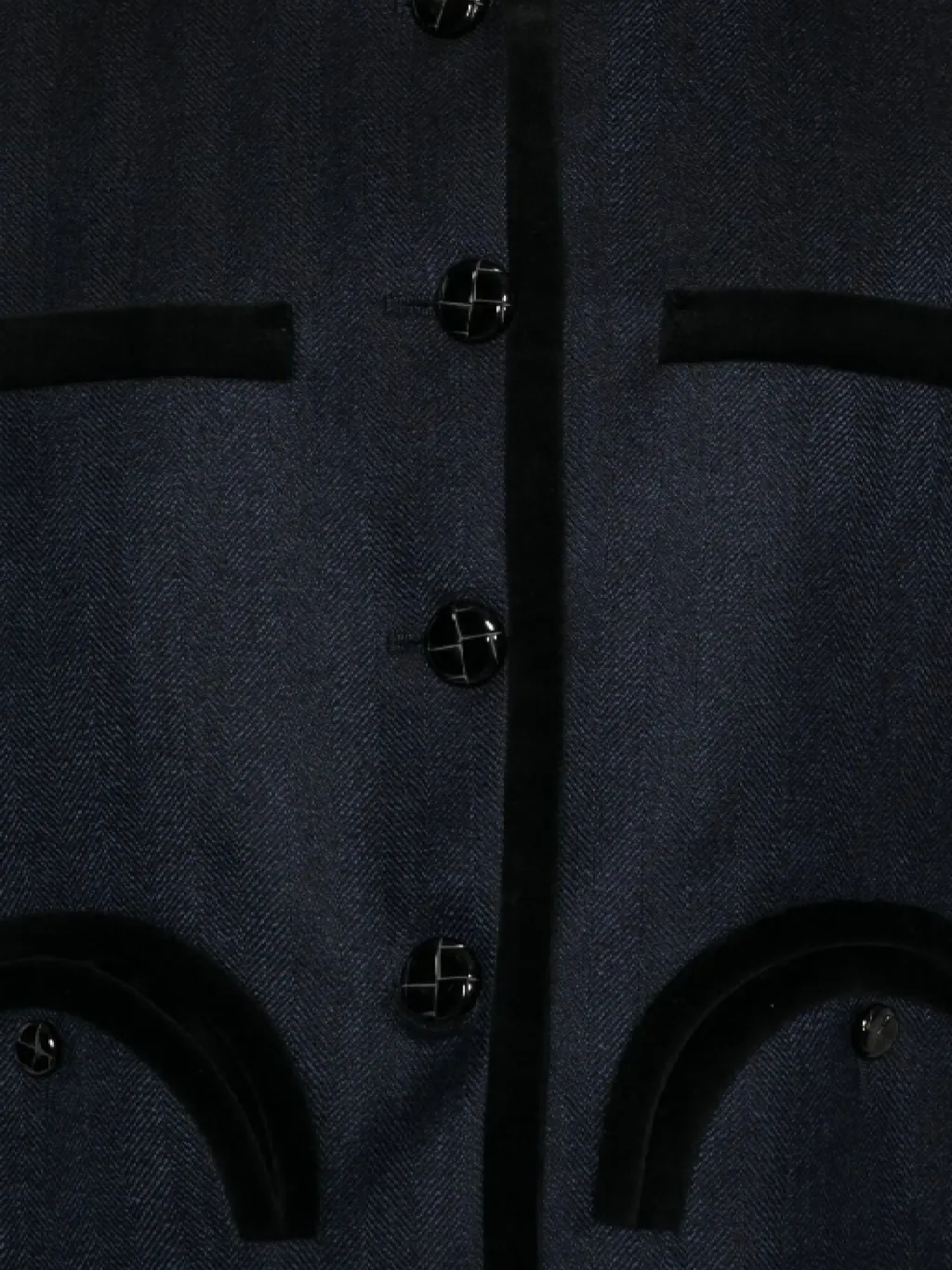 Velvet-Trimmed Pocket Jacket