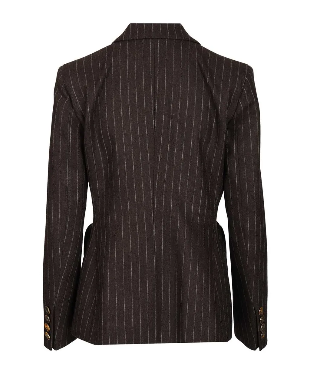 Lady Maud Pinstripe Button-Detail Blazer