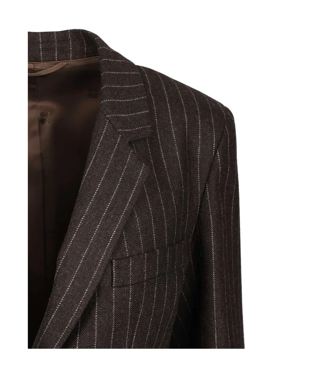 Lady Maud Pinstripe Button-Detail Blazer
