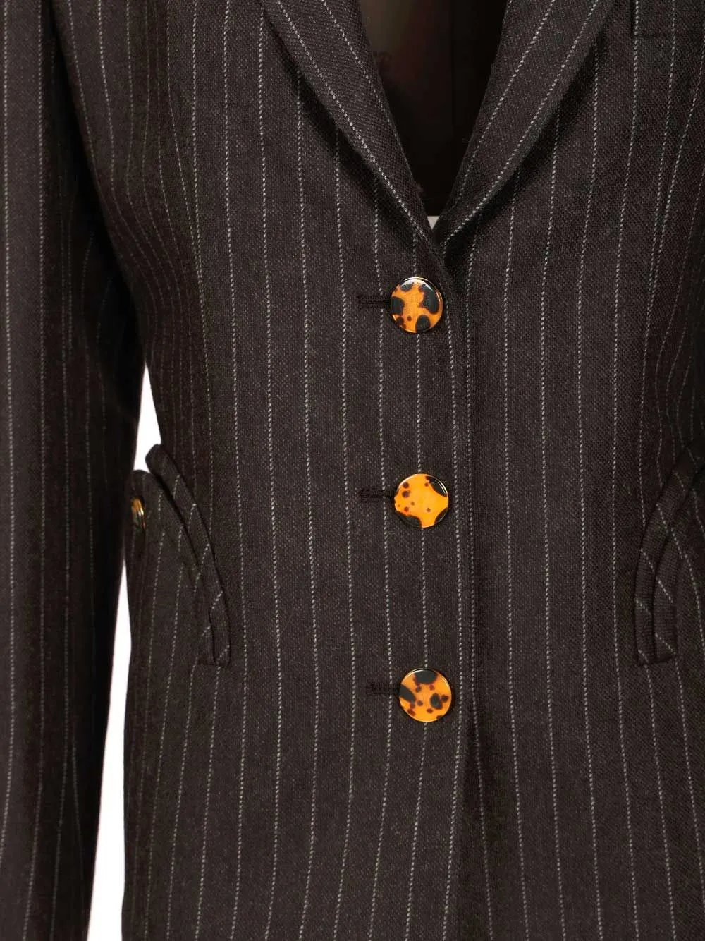 Lady Maud Pinstripe Button-Detail Blazer