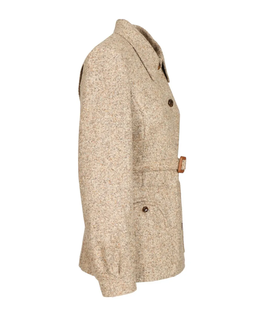 Belted Speckled Wool Jacket