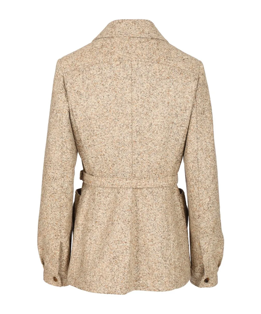 Belted Speckled Wool Jacket