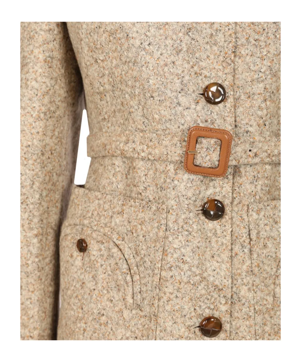 Belted Speckled Wool Jacket