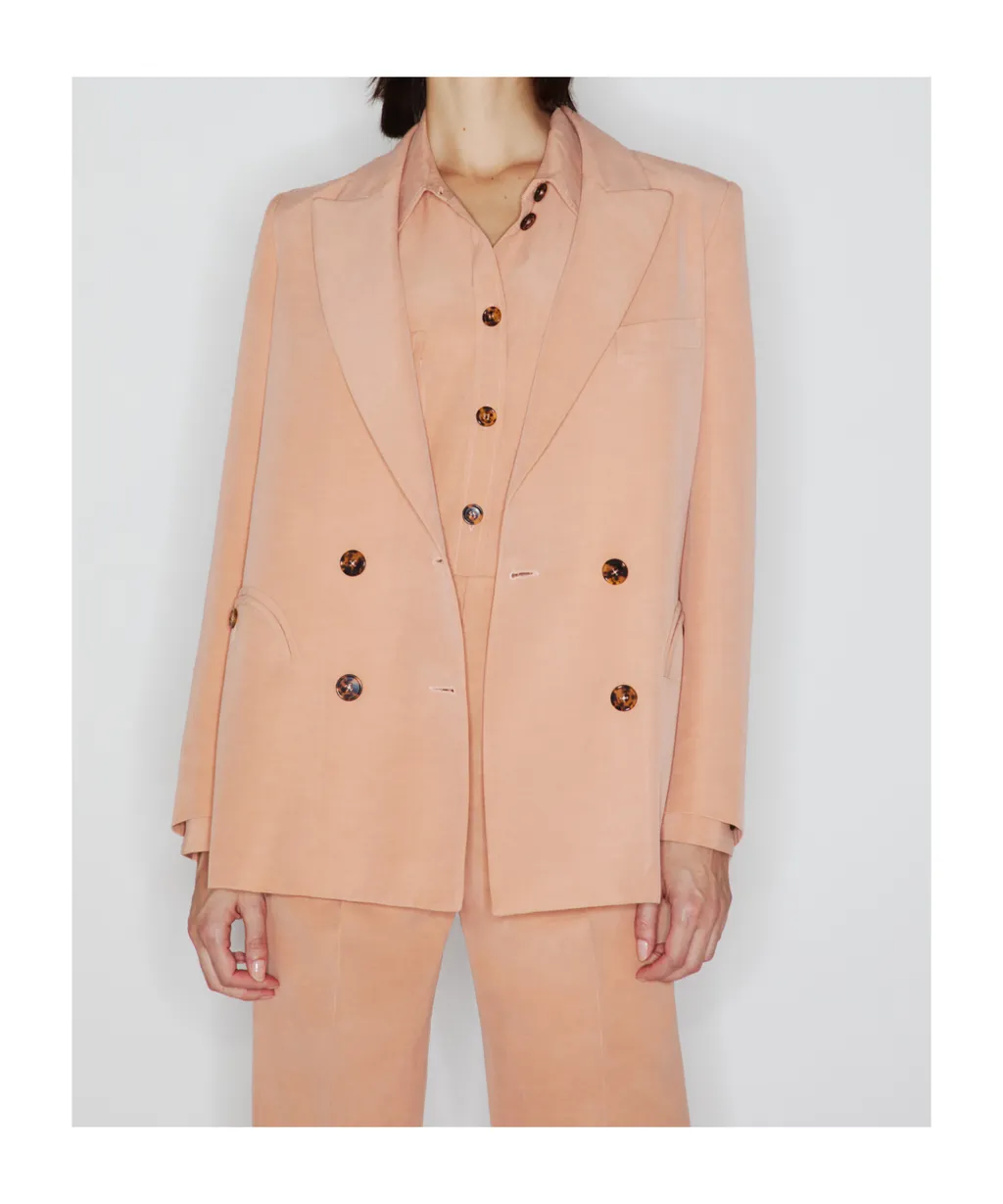 Oversized Double-Breasted Pink Blazer