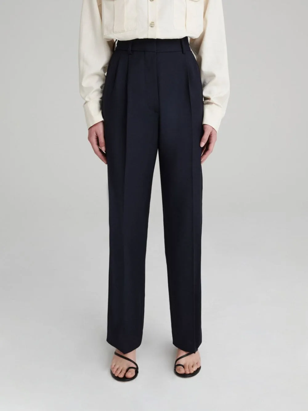 Straight Leg Pleated Pants