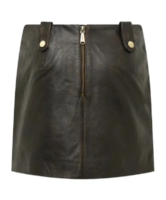 Treated Leather Mini Skirt