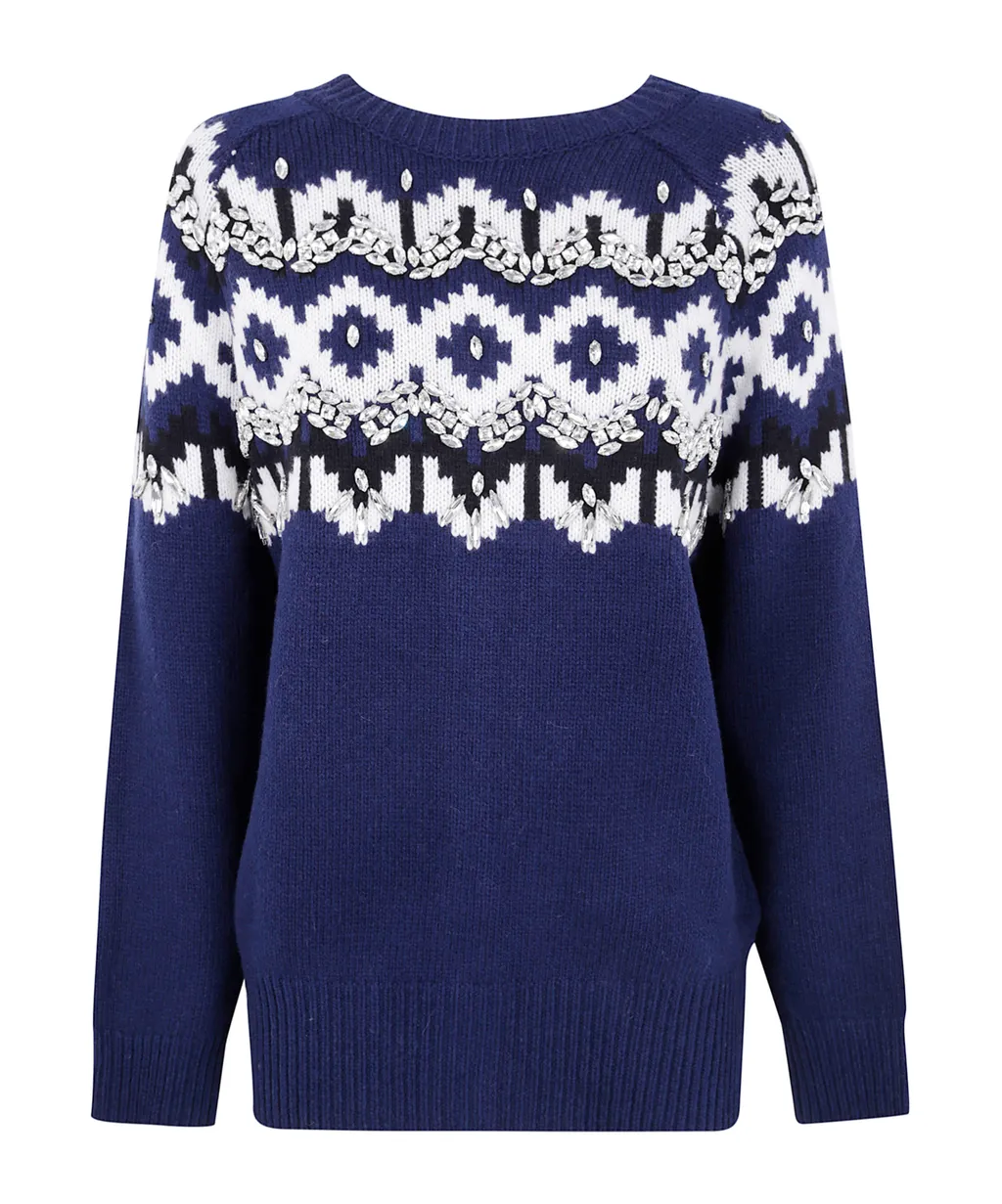 Crystal-Embellished Fairisle Cardigan