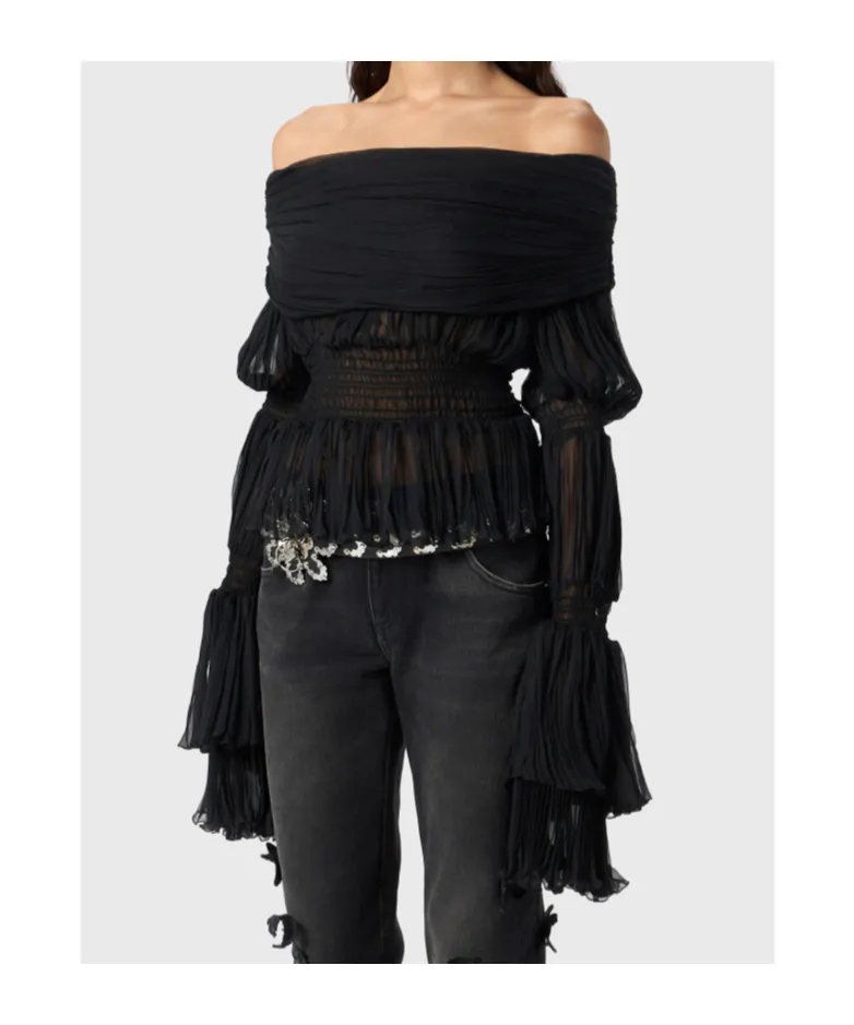 Gathered Chiffon Shirt