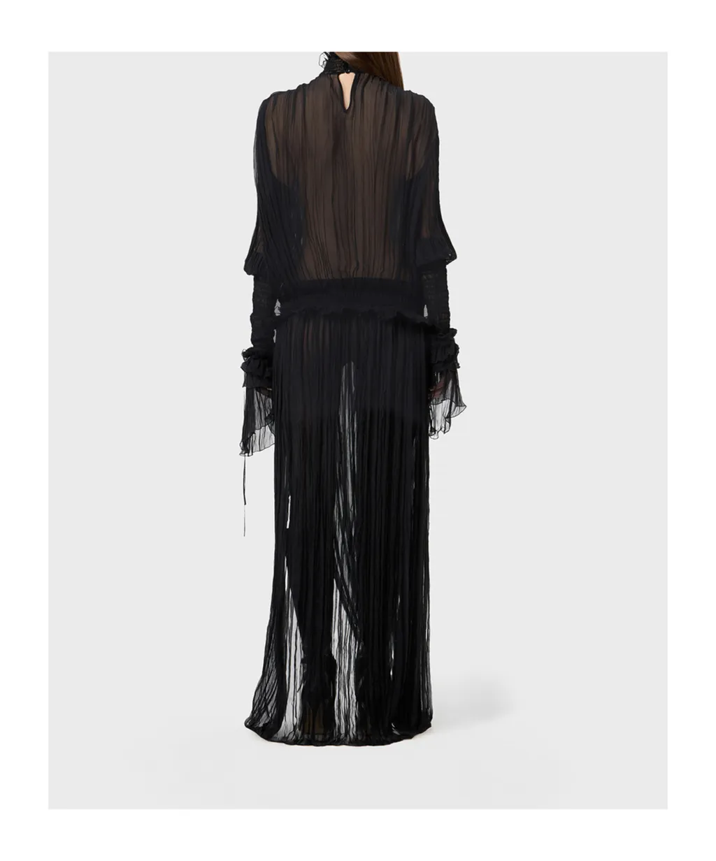Pleated Ruffled Maxi Dress