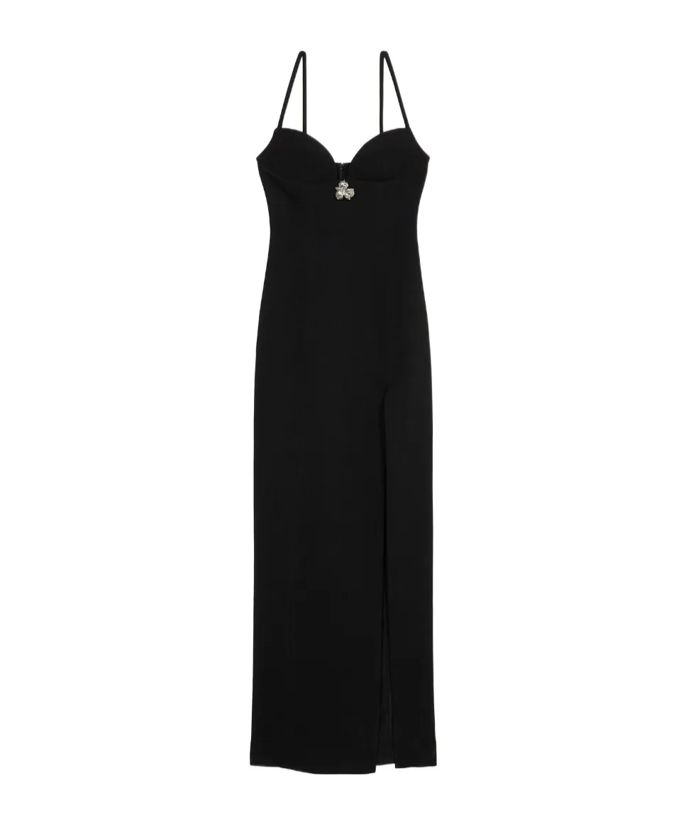 Long Crepe Slit Dress