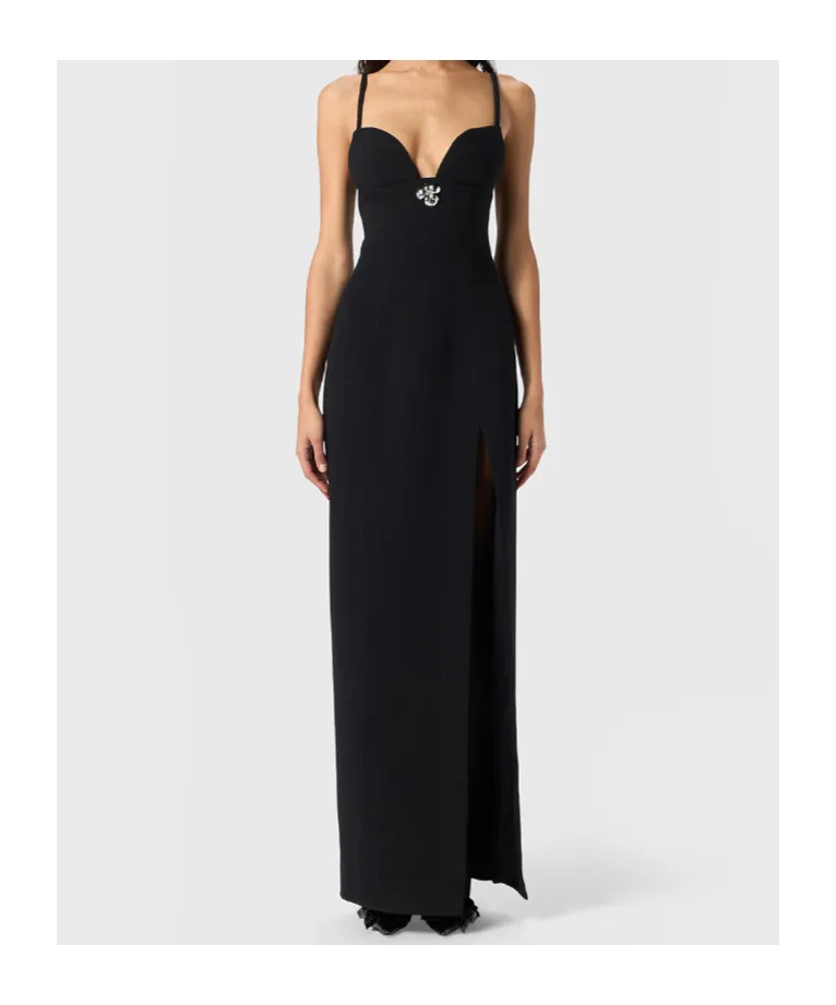 Long Crepe Slit Dress