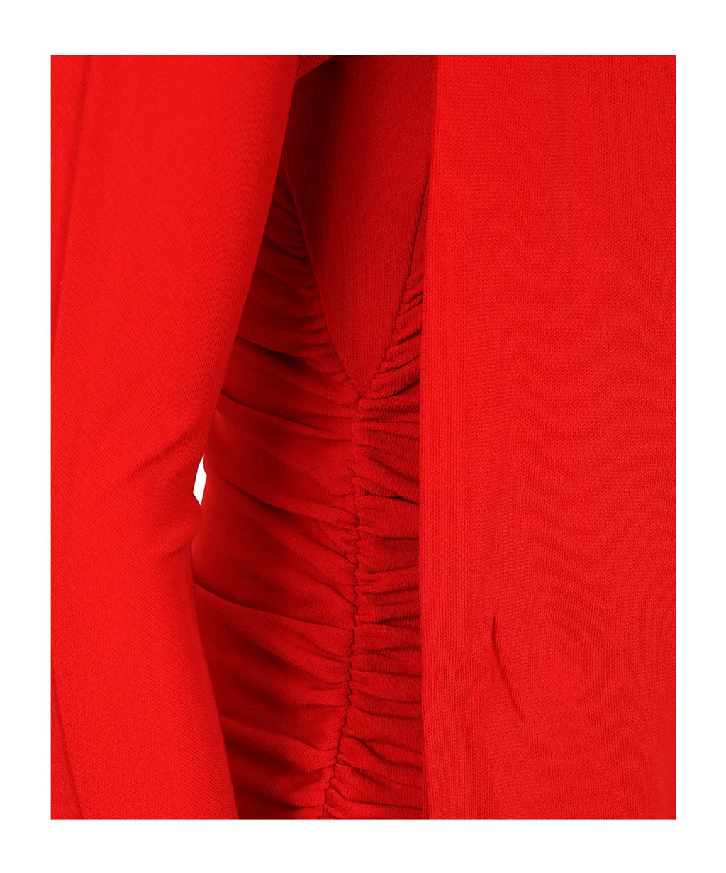High-Neck Scarf Detailed Draped Midi Dress