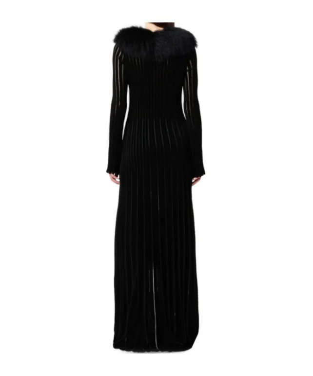Fur Collar Long Cardigan