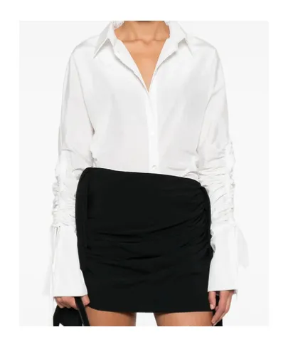Gathered-Sleeve Button-Down Shirt