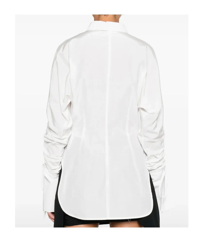 Gathered-Sleeve Button-Down Shirt