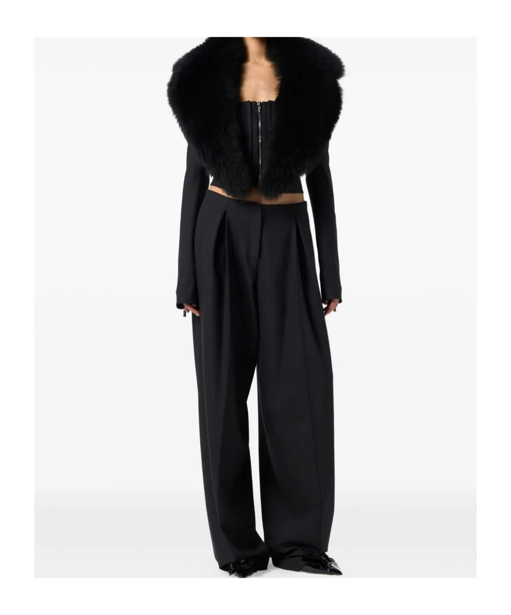 Pleated Zip-Detail Trousers