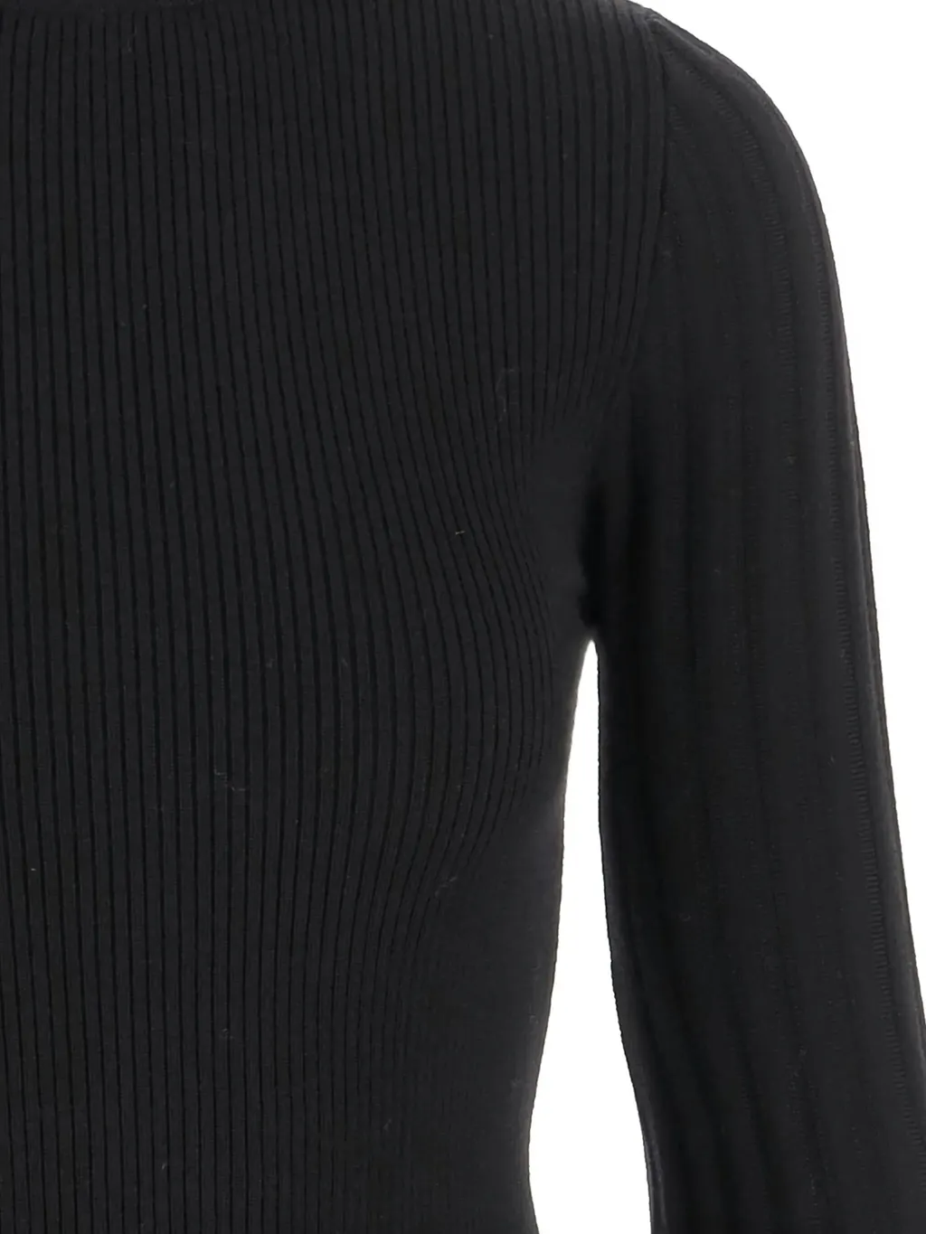 Eyelet Detailed Mock-Neck Ribbed Top