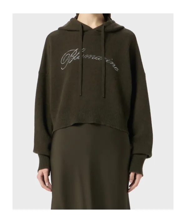 Cropped Logo-Embellished Hoodie