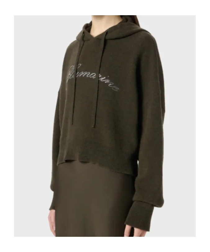 Cropped Logo-Embellished Hoodie