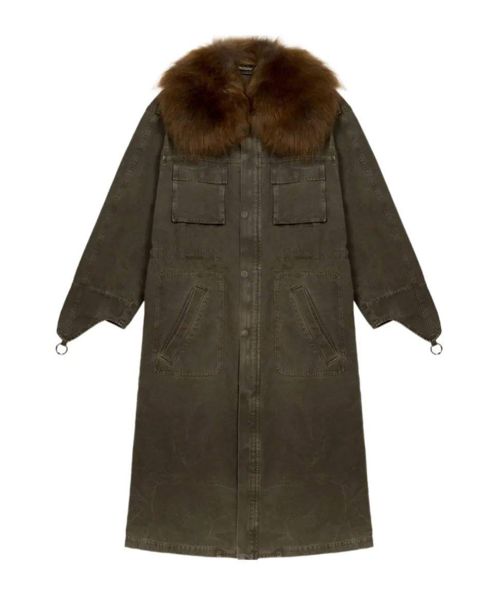 Fur-Collar Parka Coat