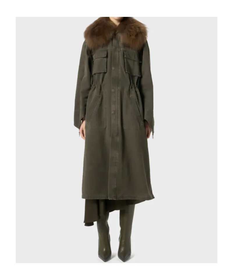 Fur-Collar Parka Coat