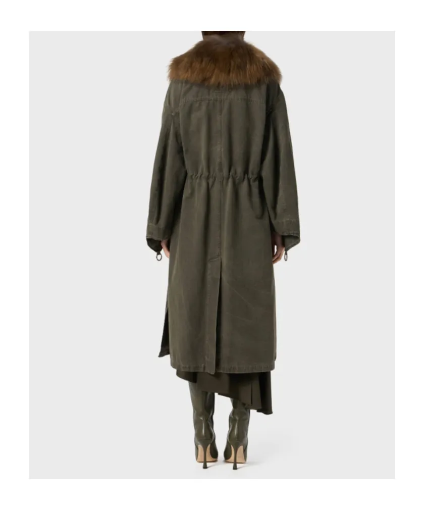 Fur-Collar Parka Coat