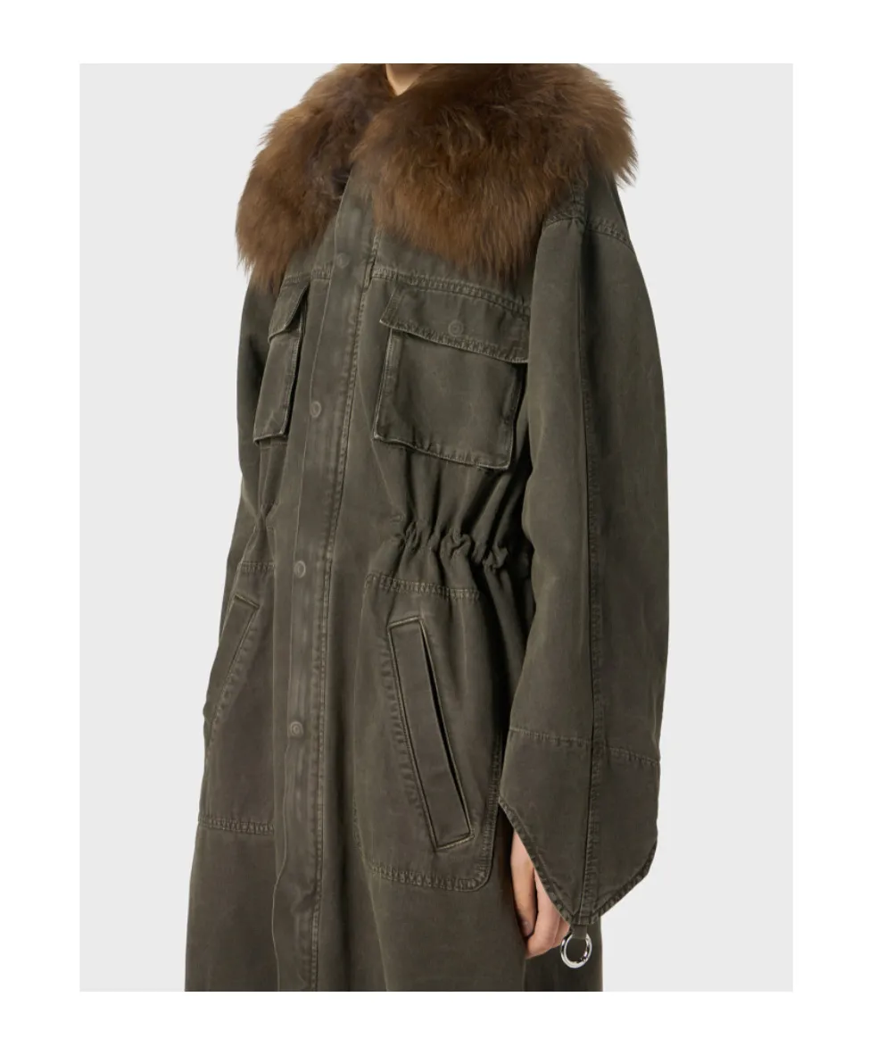 Fur-Collar Parka Coat
