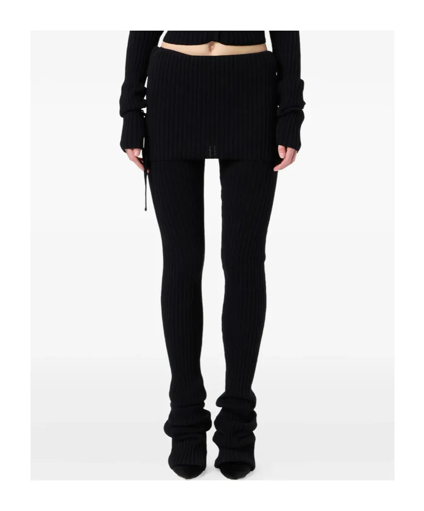 Ribbed-Knit Tie-Detail Trousers