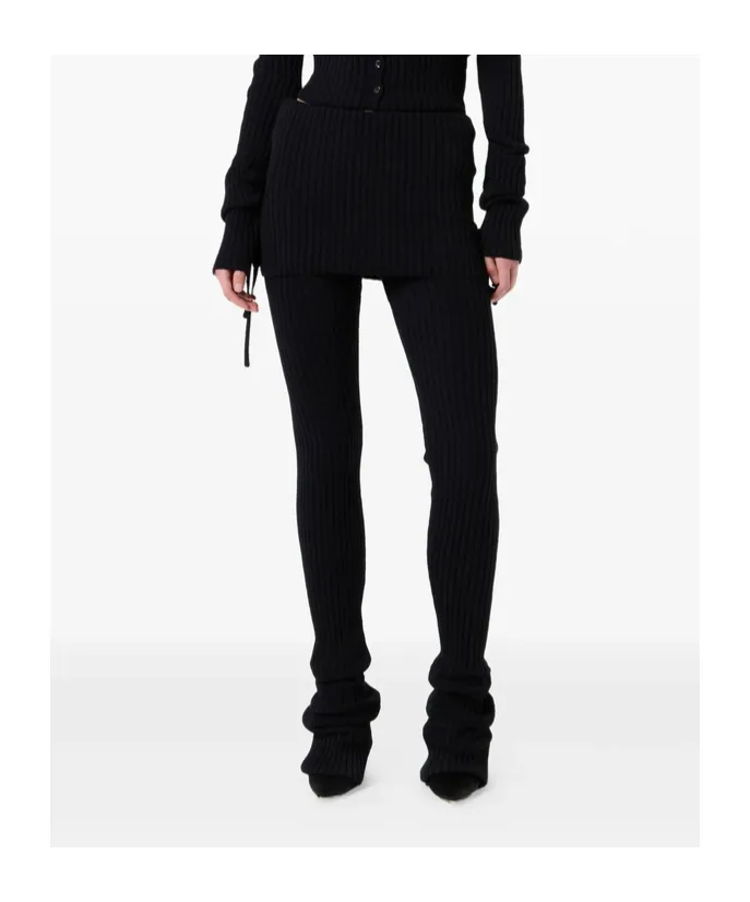 Ribbed-Knit Tie-Detail Trousers
