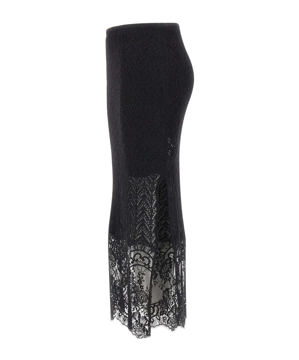 Knit Lace Panelled Midi Skirt