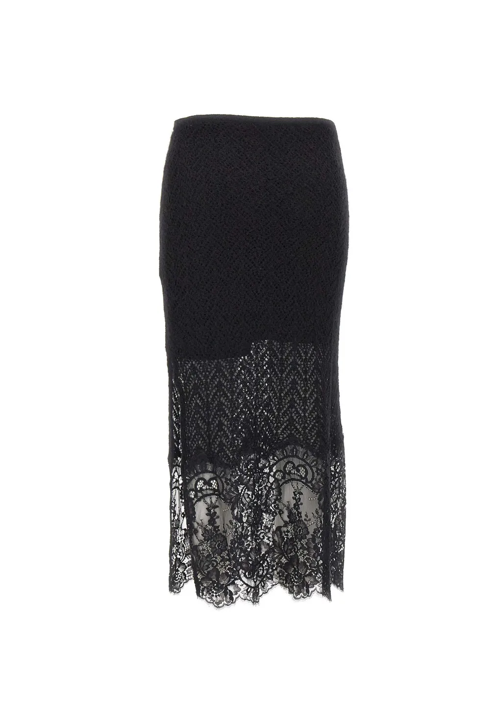 Knit Lace Panelled Midi Skirt