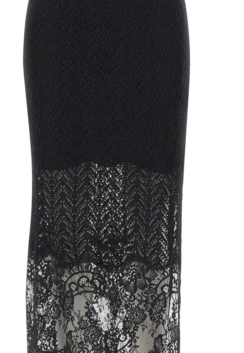 Knit Lace Panelled Midi Skirt