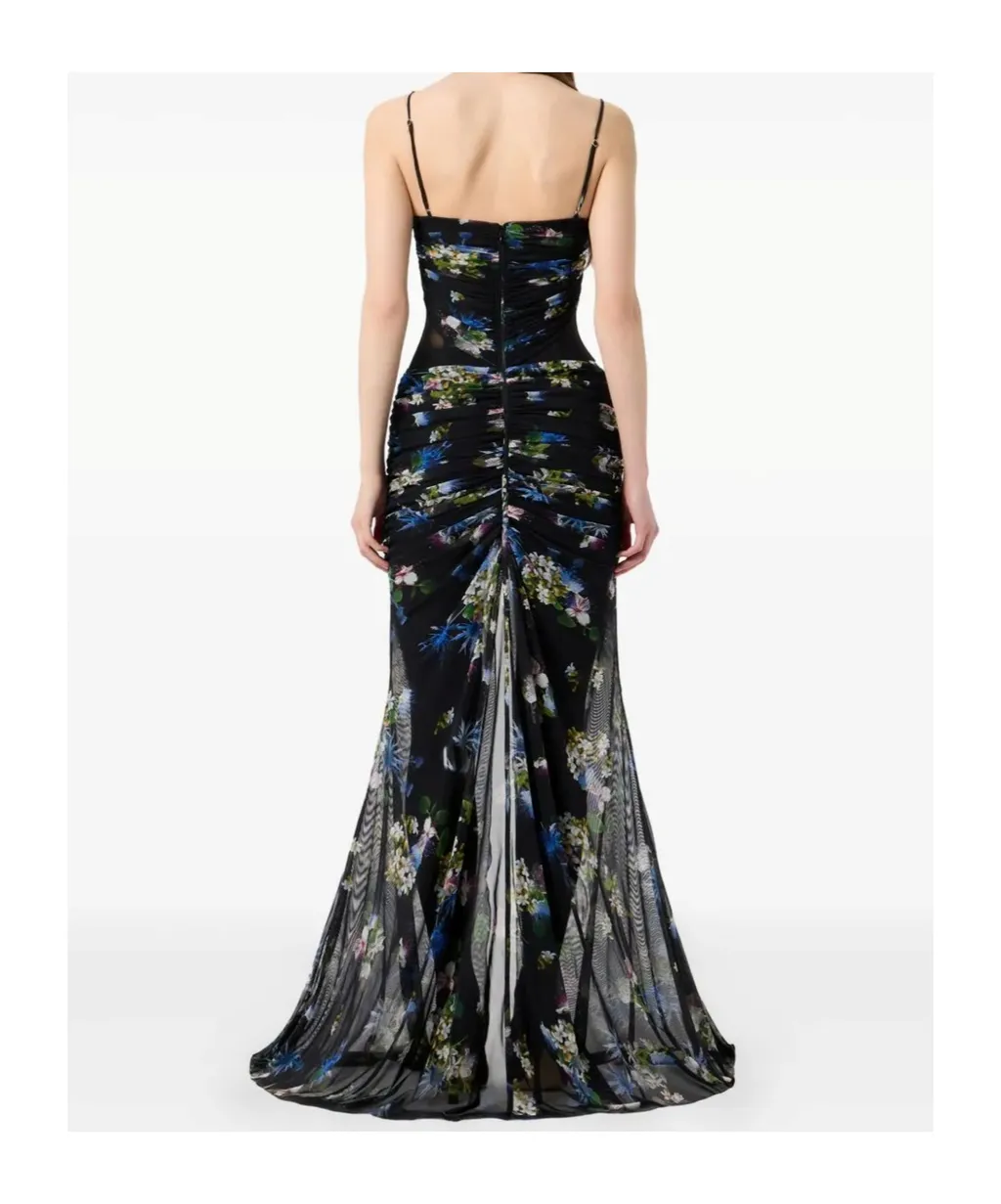 Floral Printed Gathered Maxi Dress