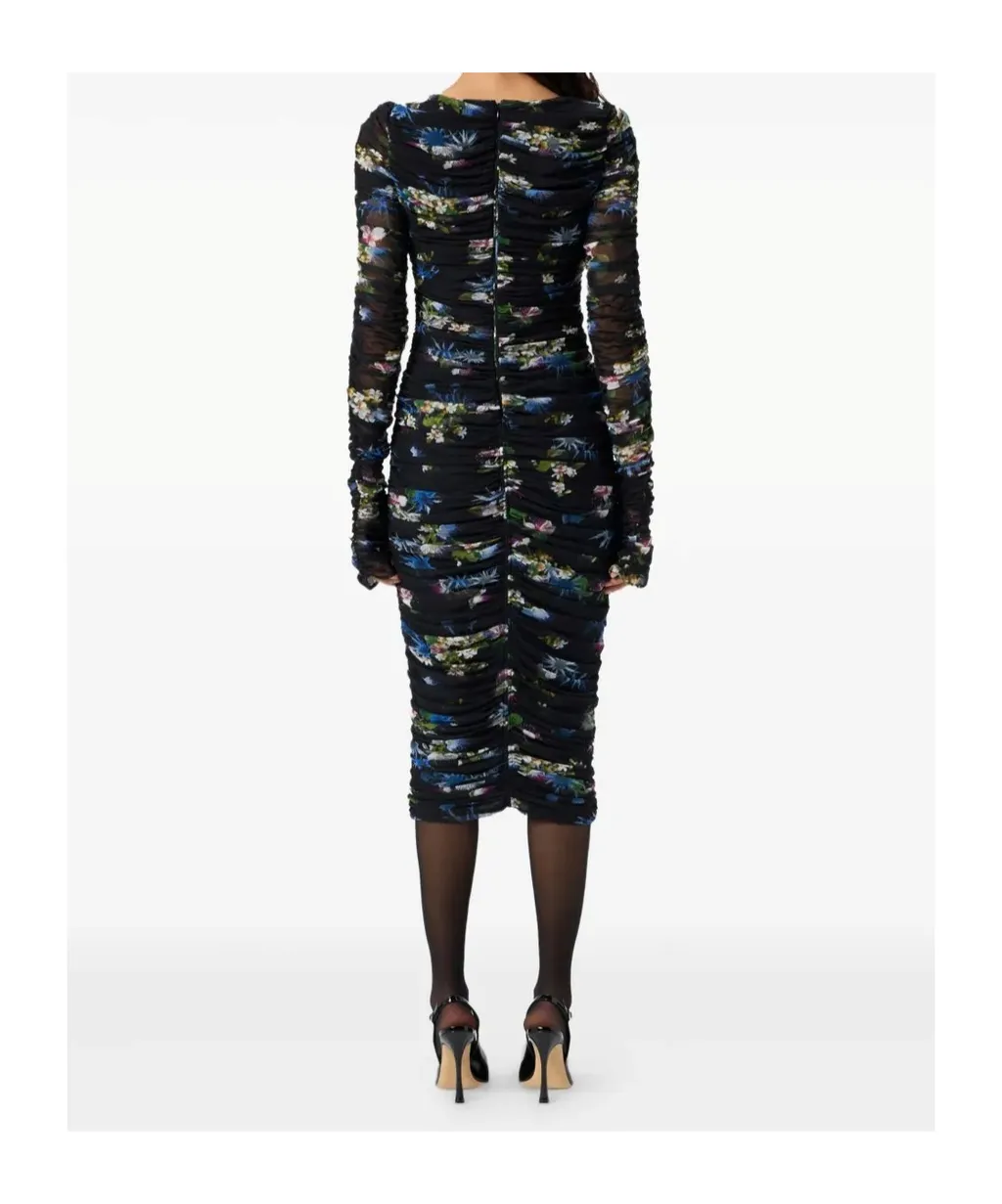 Floral Printed Gathered Midi Dress