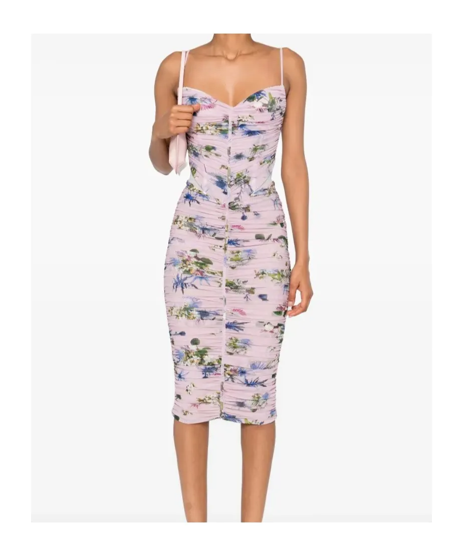 Floral Printed Ruched Midi Dress