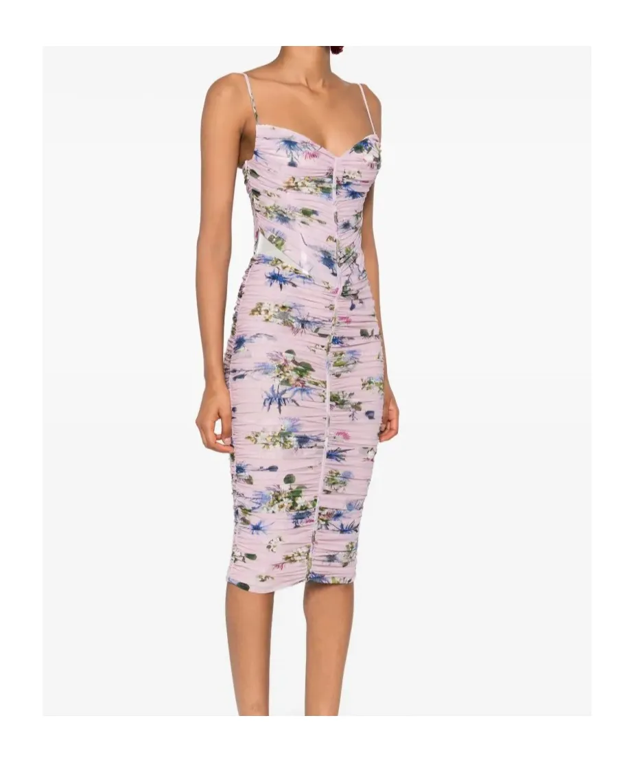Floral Printed Ruched Midi Dress